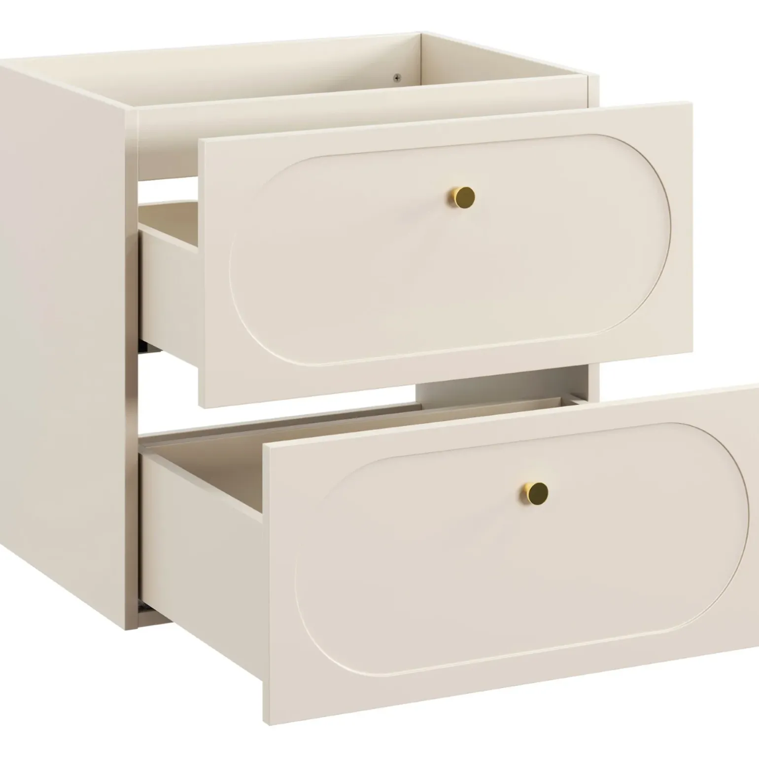 Mobile bagno sospeso fresato 120cm con lavabo 4 cassetti beige Sand