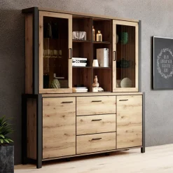 Mobile credenza alta 180x200h cm quercia nero opaco Neive