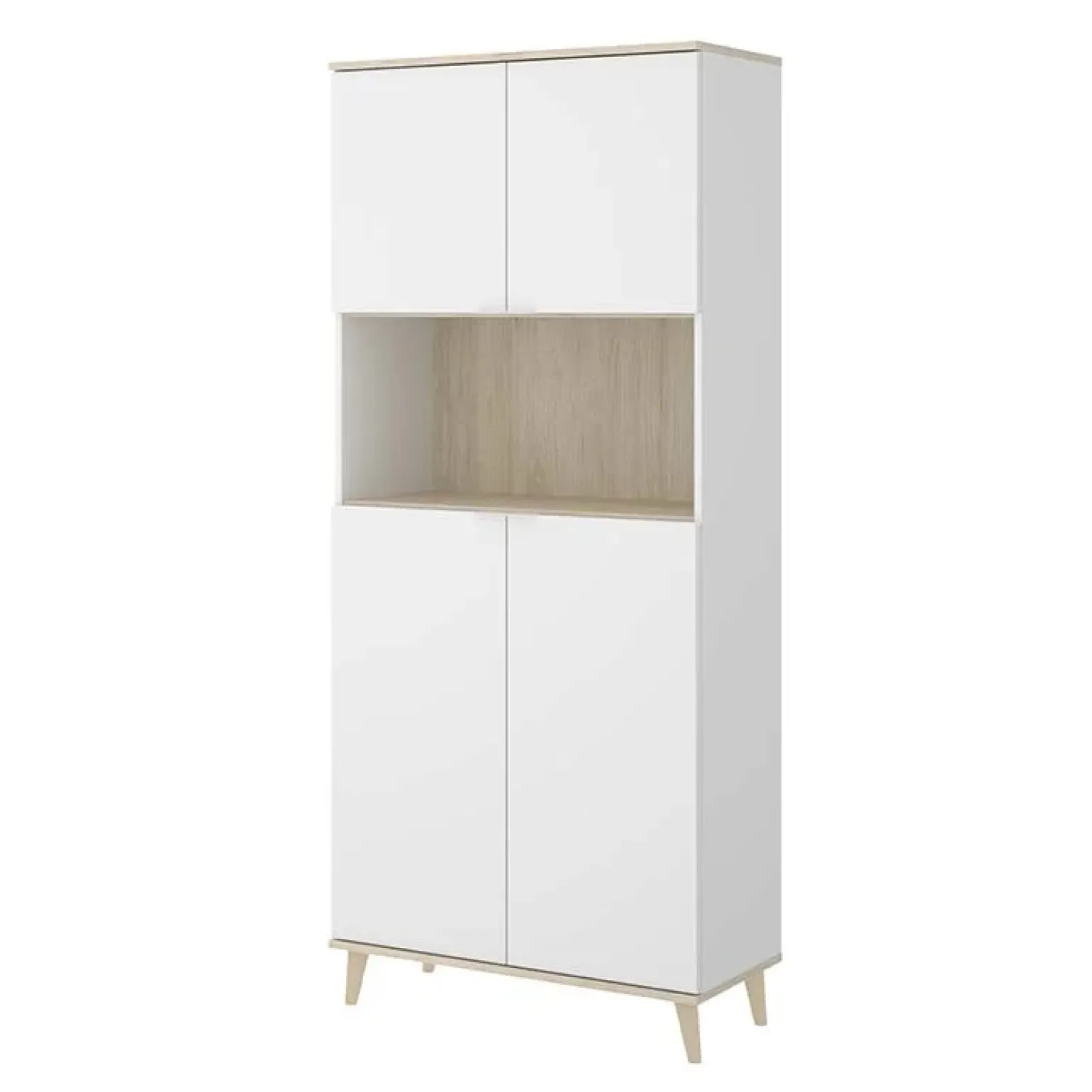Mobile cucina 80x191h cm 4 ante bianco opaco rovere naturale Penny
