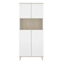 Mobile cucina 80x191h cm 4 ante bianco opaco rovere naturale Penny