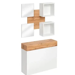 Mobile ingresso sospeso 100x180h cm bianco opaco rovere Dante 5 Gihome®