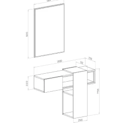 Mobile ingresso sospeso 100x185h cm con specchio bianco cemento Rich Gihome®