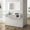 Mobile ingresso sospeso 95x99h cm con specchio bianco opaco cemento Mercury