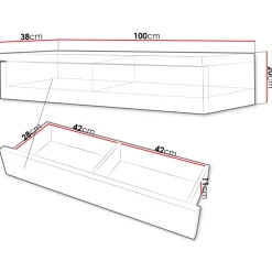 Mobile ingresso sospeso 100x20h cm con cassetto bianco Magnolia
