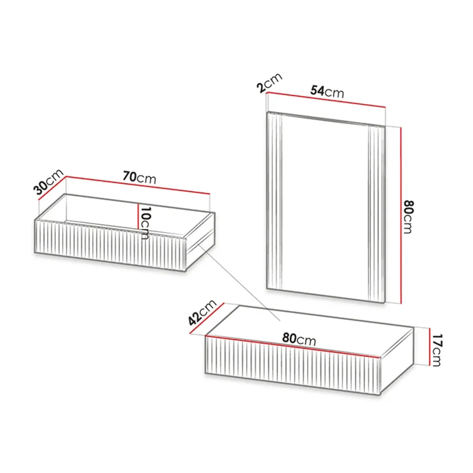 Mobile ingresso sospeso 80x97 h cm con specchio cannettato bianco Essence