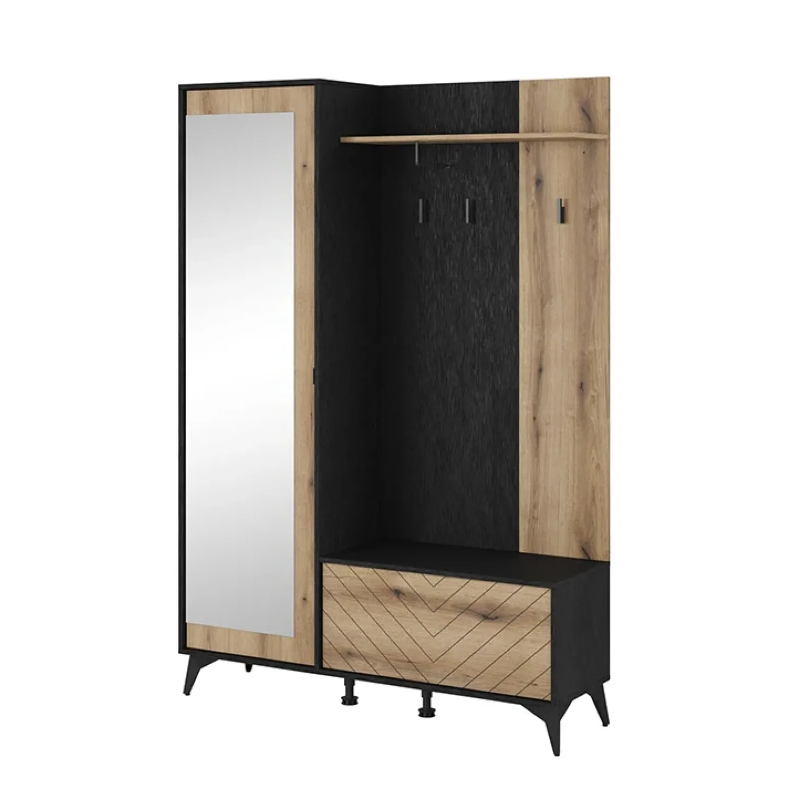 Mobile ingresso 135x197h cm appendiabiti quercia nero Becca