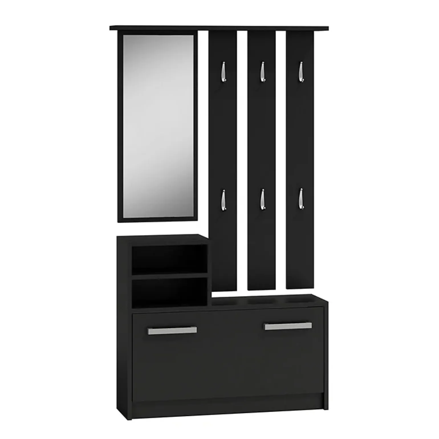 Mobile ingresso 85x180h cm con specchio scarpiera nero Bergen
