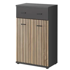 Mobile ingresso 210x203h cm con specchio rovere antracite stampa a righe California Gihome®