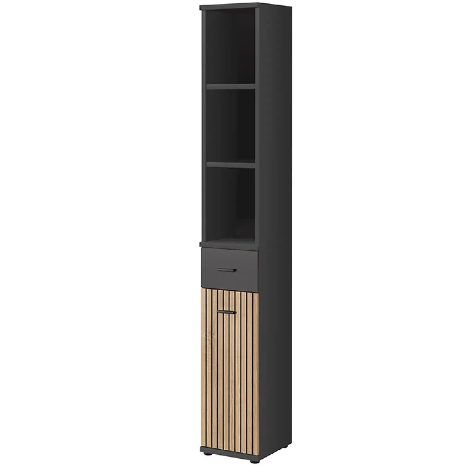 Mobile ingresso 210x203h cm con specchio rovere antracite stampa a righe California Gihome®
