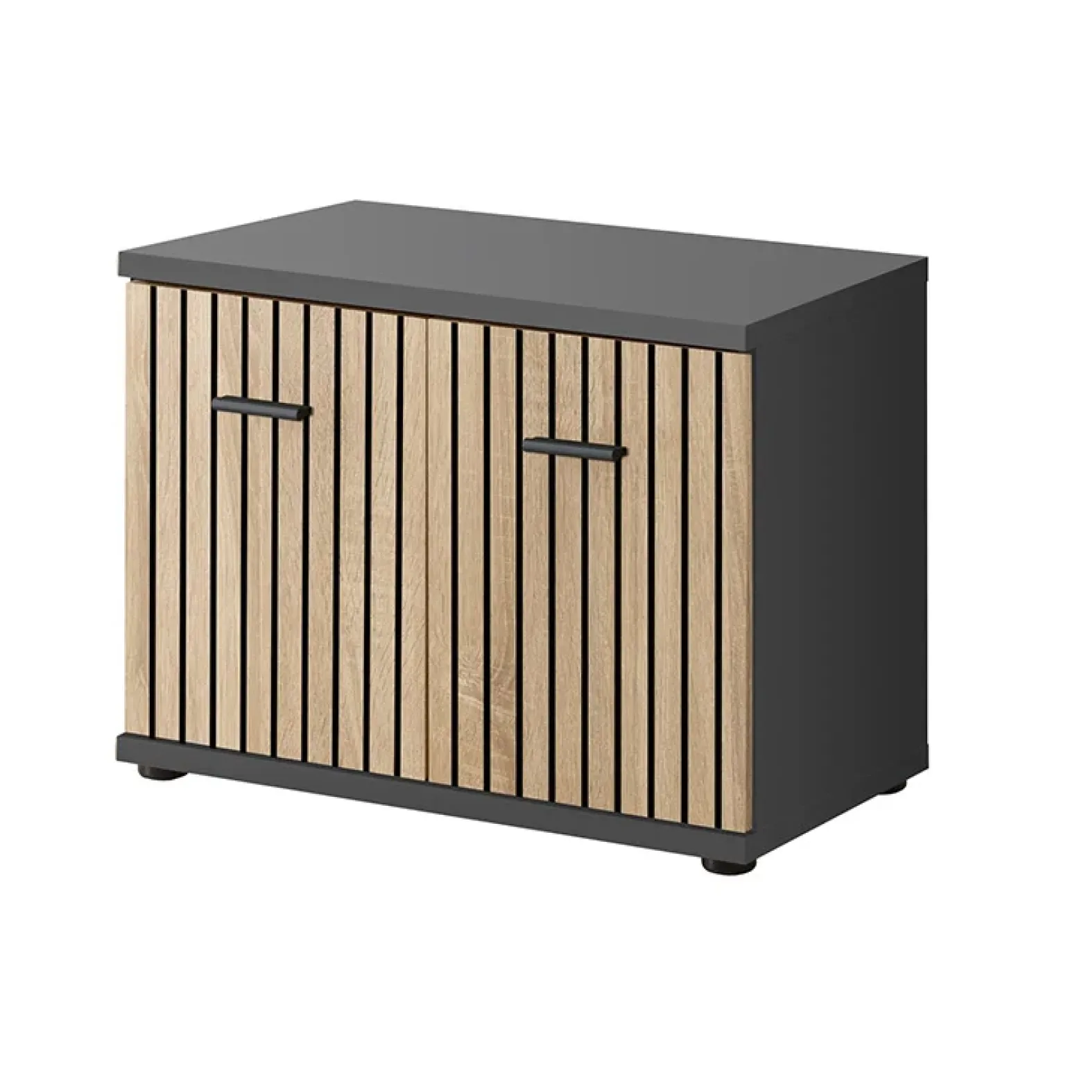 Mobile ingresso 120x203h cm con specchio rovere antracite stampa a righe San Francisco Gihome®