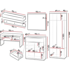 Mobile ingresso 300x200h cm con specchio appendiabiti armadio grigio Accent