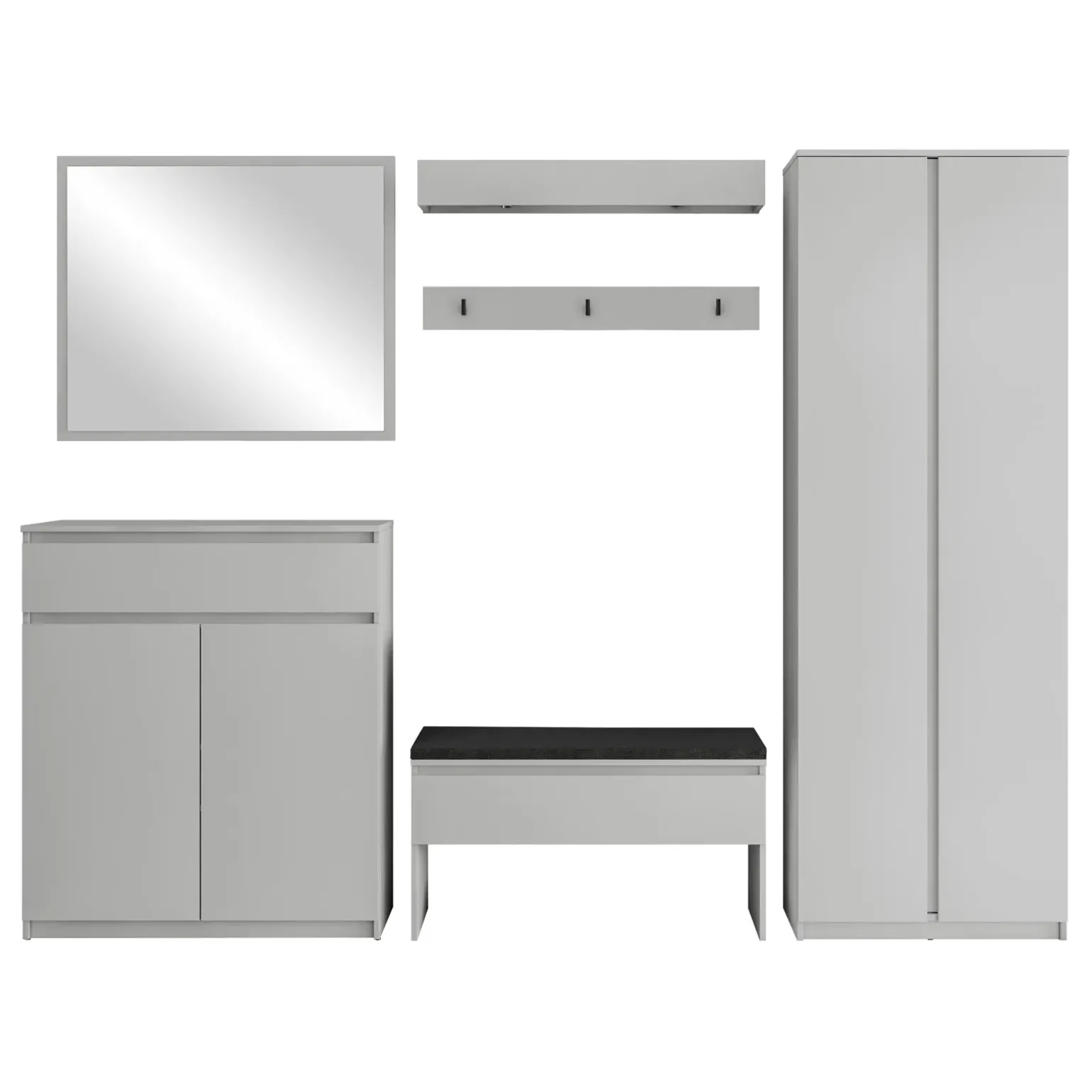 Mobile ingresso 300x200h cm con specchio appendiabiti armadio grigio Accent