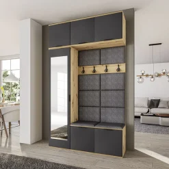Mobile ingresso 135x231h cm con specchio rovere grafite Arat