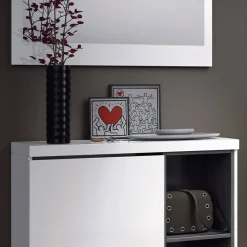 Mobile ingresso 79x108h cm con specchio bianco lucido grigio Alf