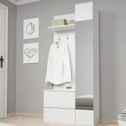 Mobile ingresso 90x195h cm con specchio bianco opaco Rak Gihome®