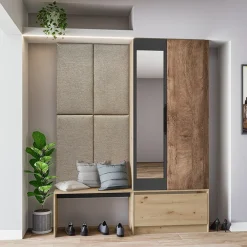 Mobile ingresso 160x202h cm con specchio rovere chiaro Canada