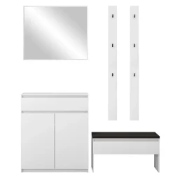 Mobile ingresso 200x230h cm con specchio appendiabiti bianco Accent
