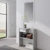 Mobile ingresso 83x190h cm con specchio cemento bianco frassinato Tesla
