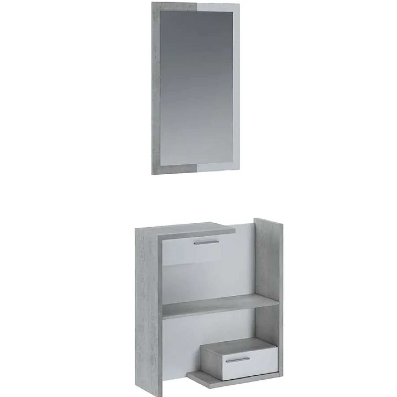 Mobile ingresso 83x190h cm con specchio cemento bianco frassinato Tesla