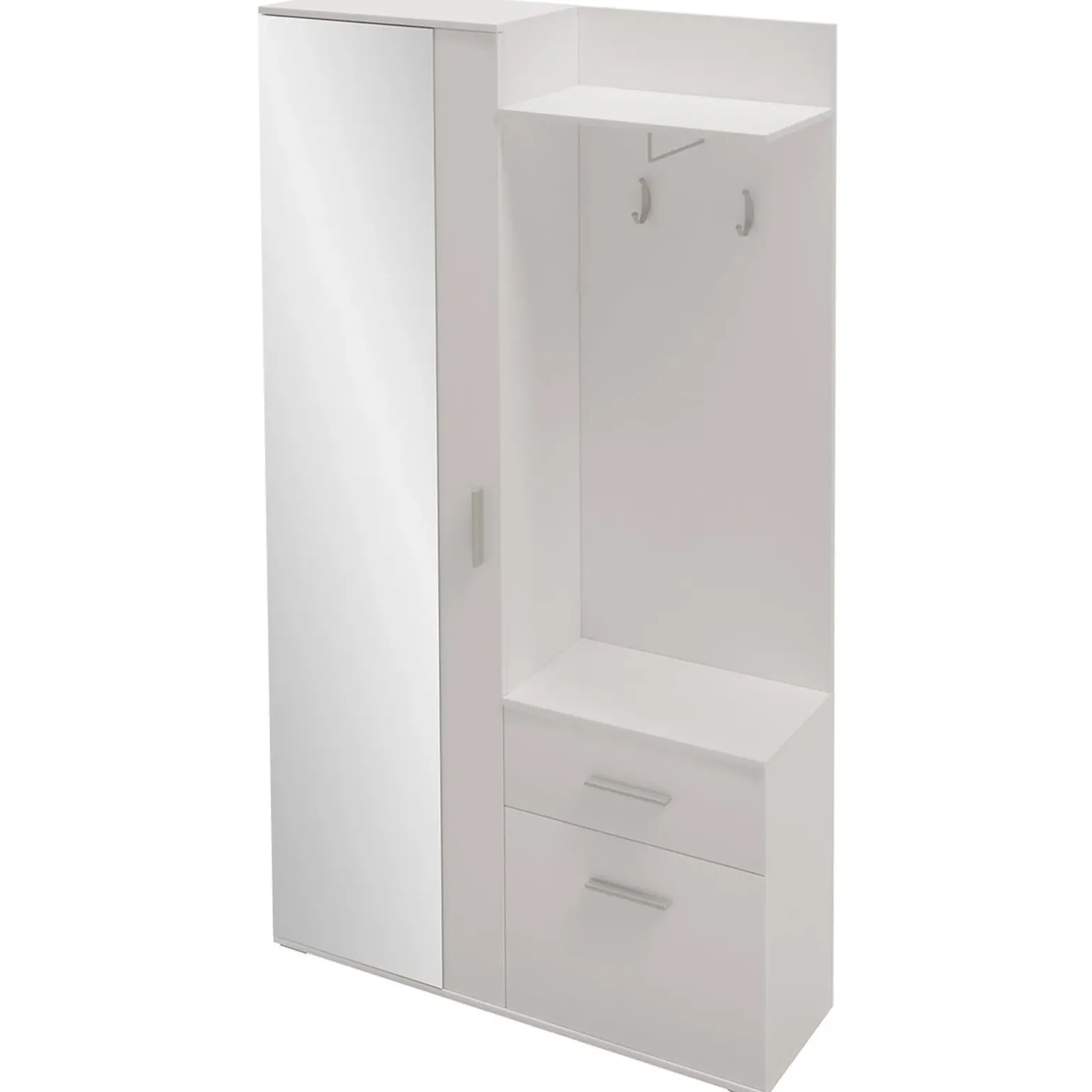 Mobile ingresso 97x195h cm con attaccapanni e specchio bianco Zefira