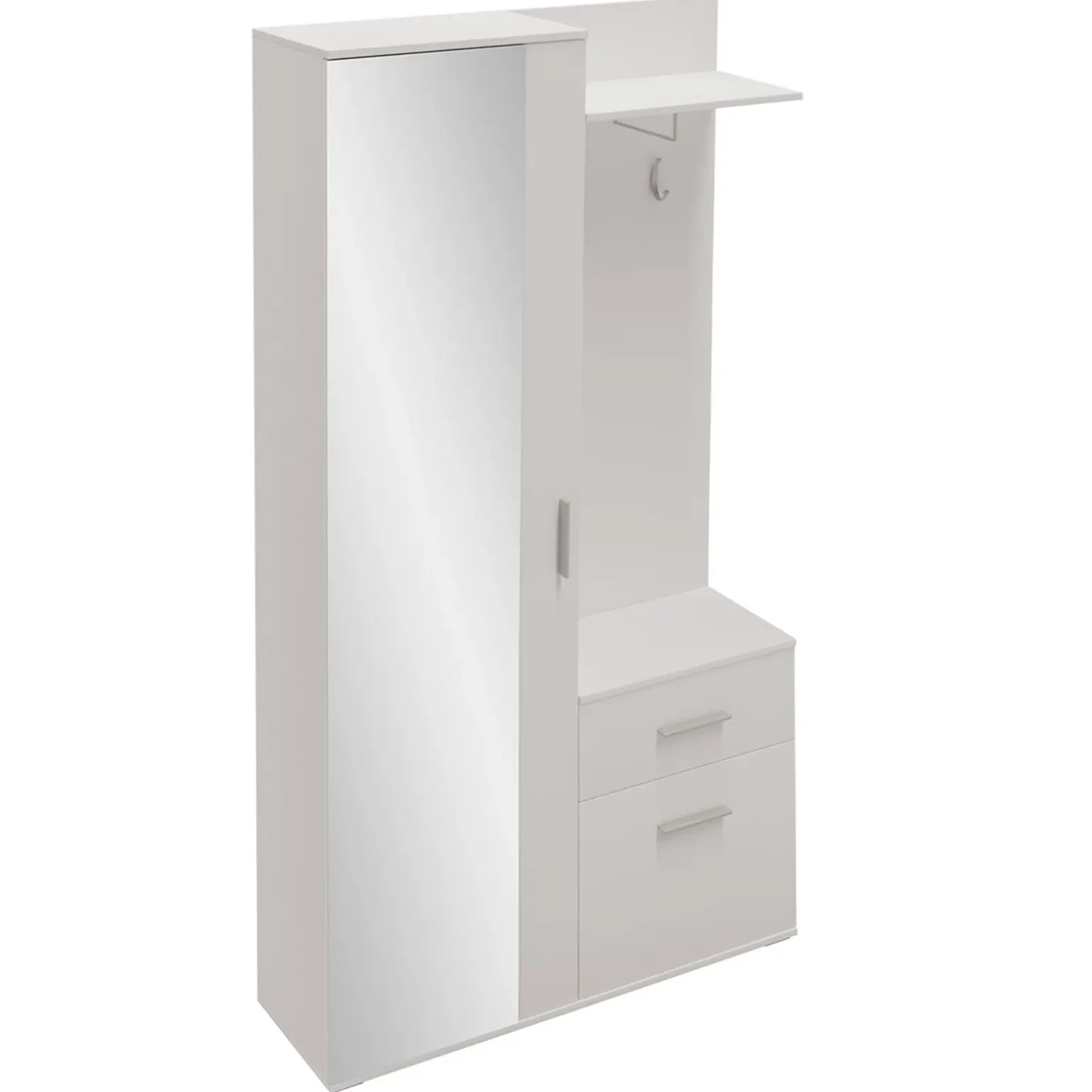 Mobile ingresso 97x195h cm con attaccapanni e specchio bianco Zefira
