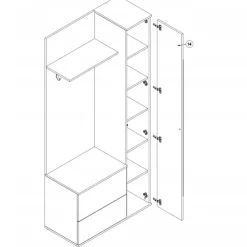 Mobile ingresso 90x195h cm con specchio rovere Rak Gihome®