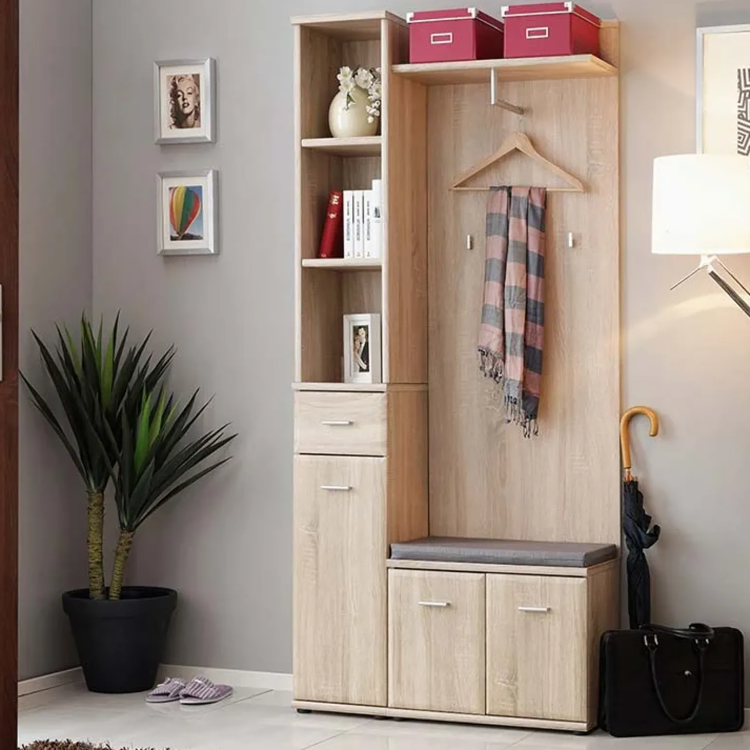 Mobile ingresso 90x203h cm con attaccapanni rovere sonoma Arizona Gihome®