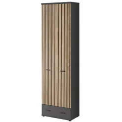 Mobile ingresso 180x203h cm con specchio moderno rovere antracite stampa a righe New York Gihome®