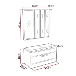 Mobile ingresso 85x137h cm con specchio bianco grigio Anibal
