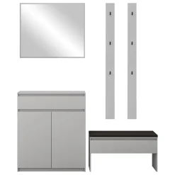 Mobile ingresso 200x230h cm con specchio appendiabiti grigio Accent