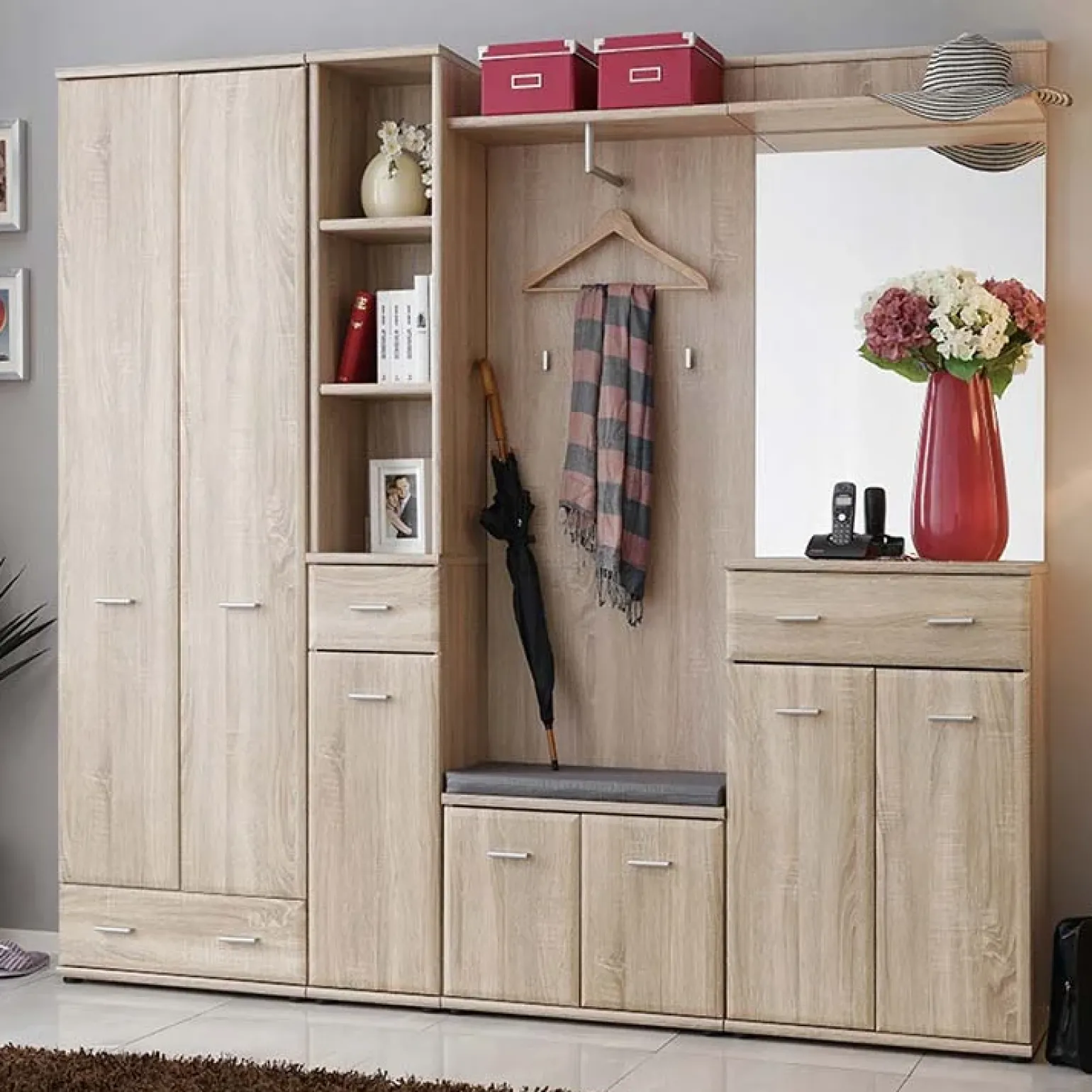 Mobile ingresso 210x203h cm moderno rovere sonoma California Gihome®