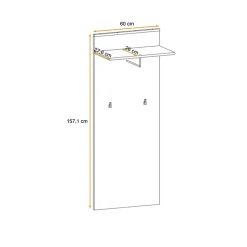 Mobile ingresso 90x203h cm moderno rovere antracite stampa a righe Arizona Gihome®