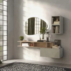 Mobile ingresso 165x140h cm moderno rovere chiaro tortora Sunset 61