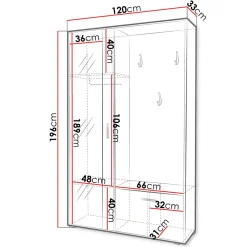 Mobile ingresso 120x196h cm reversibile con specchio bianco Elios