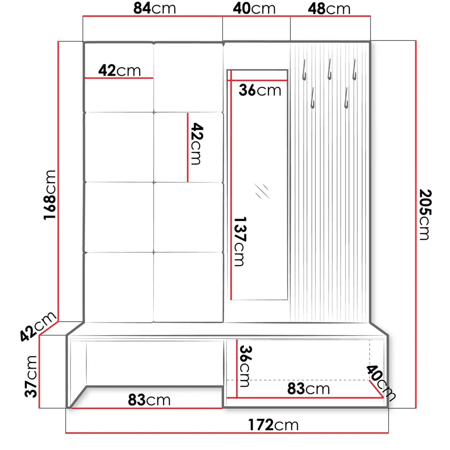 Mobile ingresso 172x205h cm rovere rustico giallo Welly 3