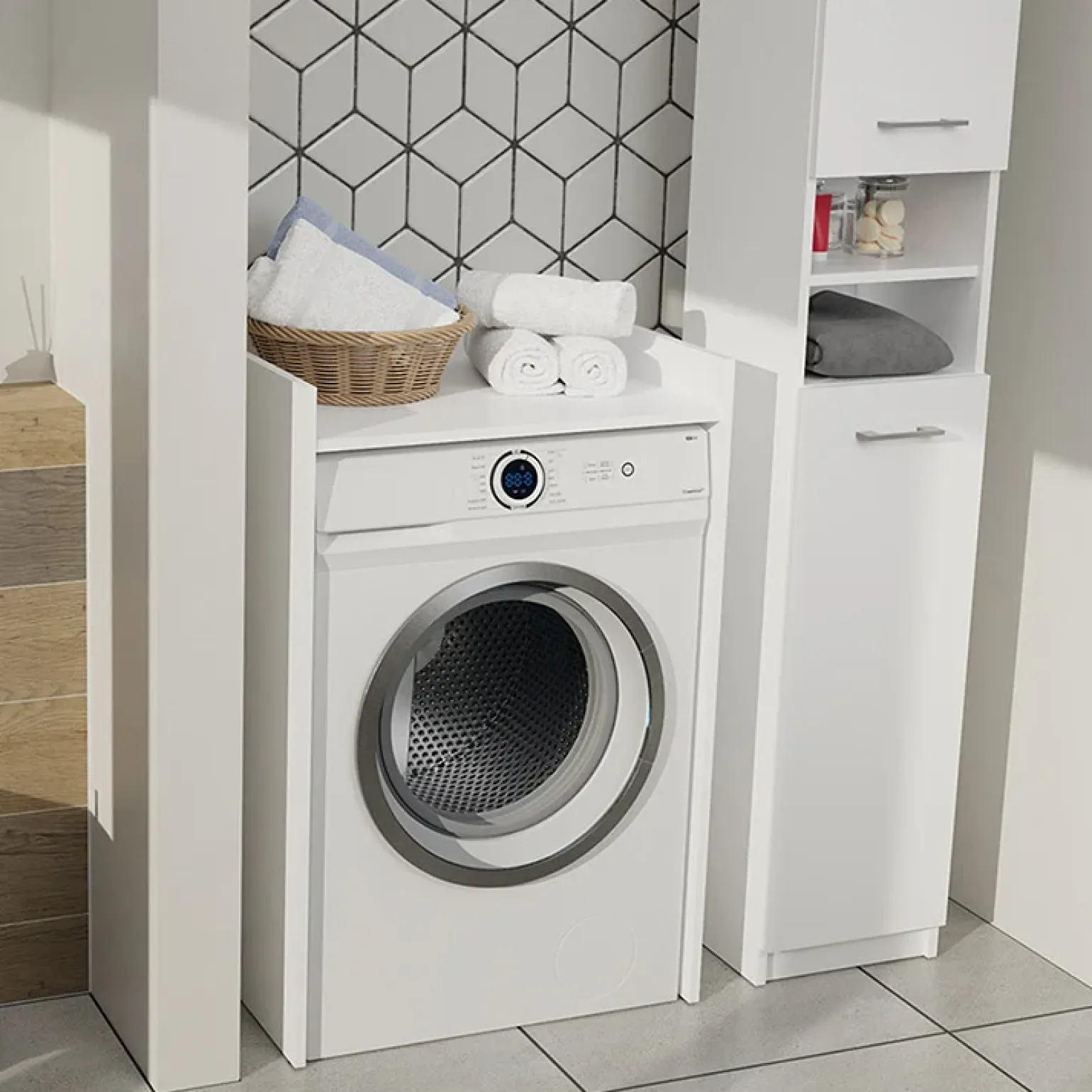 Mobile lavatrice 64x98h cm bianco opaco Pola