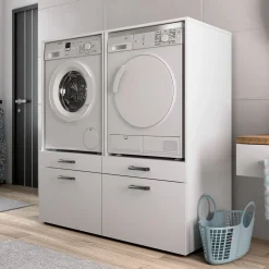 Mobile lavatrice 67x144h cm con cassettone bianco Water