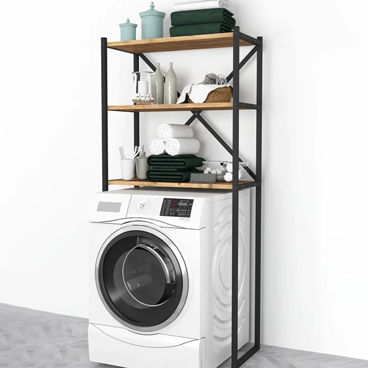 Mobile lavatrice 66x160h cm industrial metallo rovere Canarie