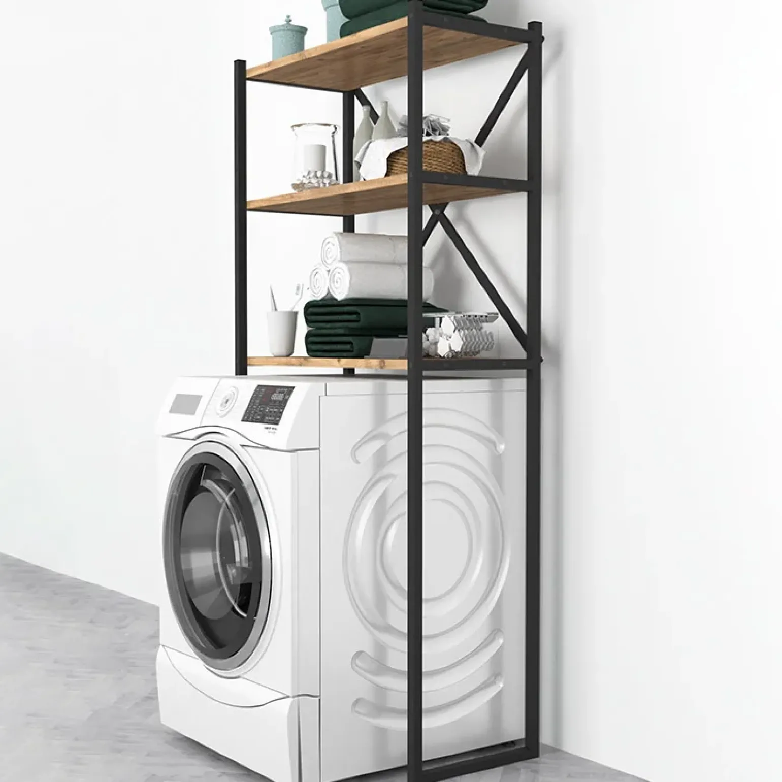 Mobile lavatrice 66x160h cm industrial metallo rovere Canarie