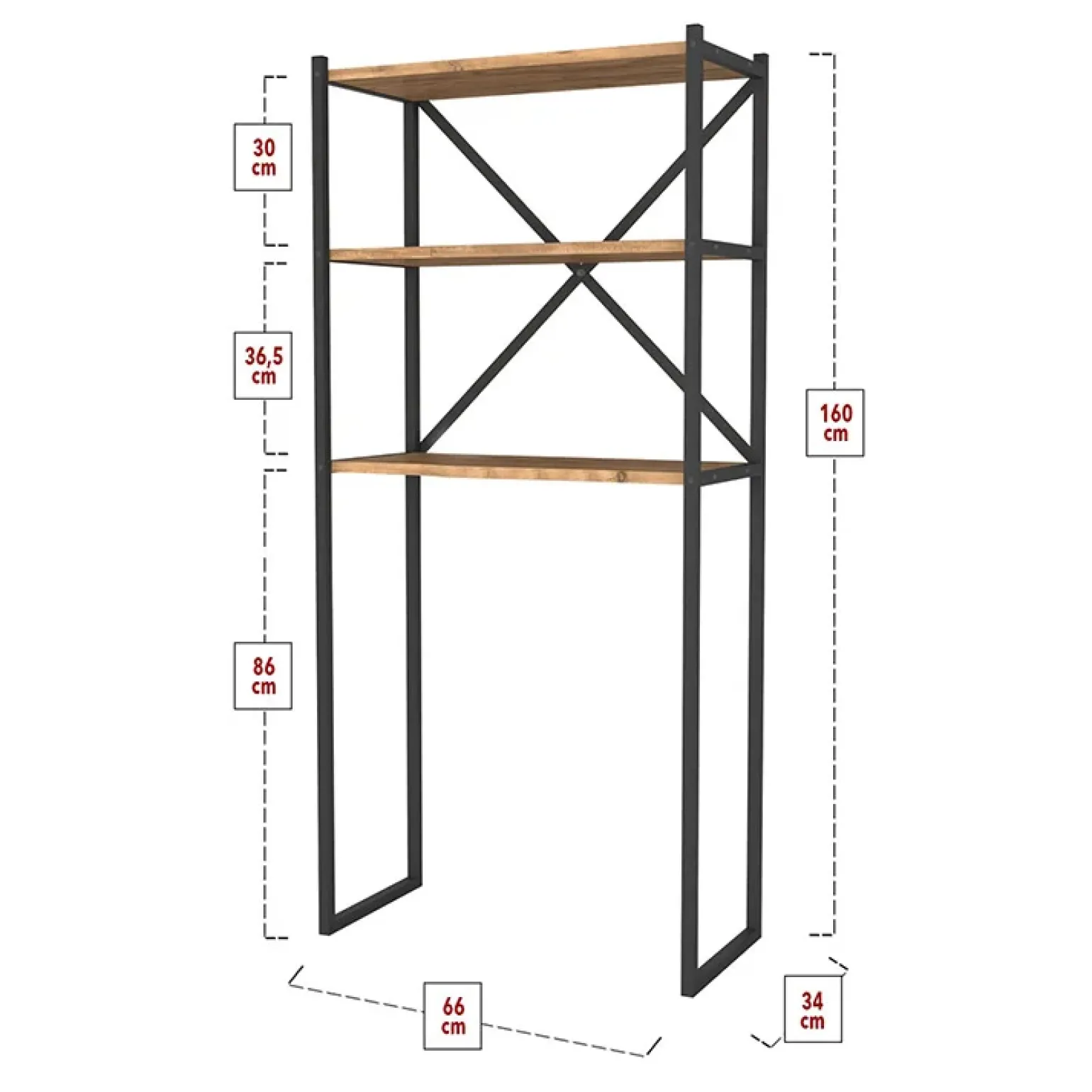Mobile lavatrice 66x160h cm industrial metallo rovere Canarie