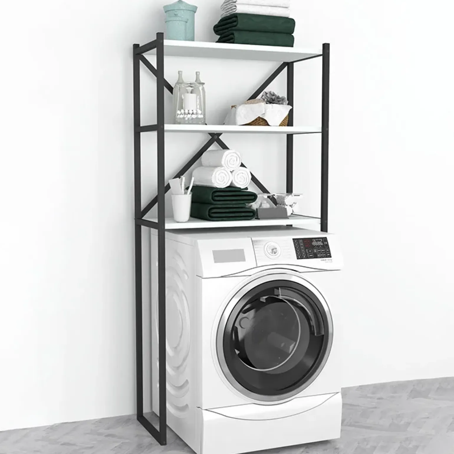 Mobile lavatrice 66x160h cm industrial metallo bianco Canarie