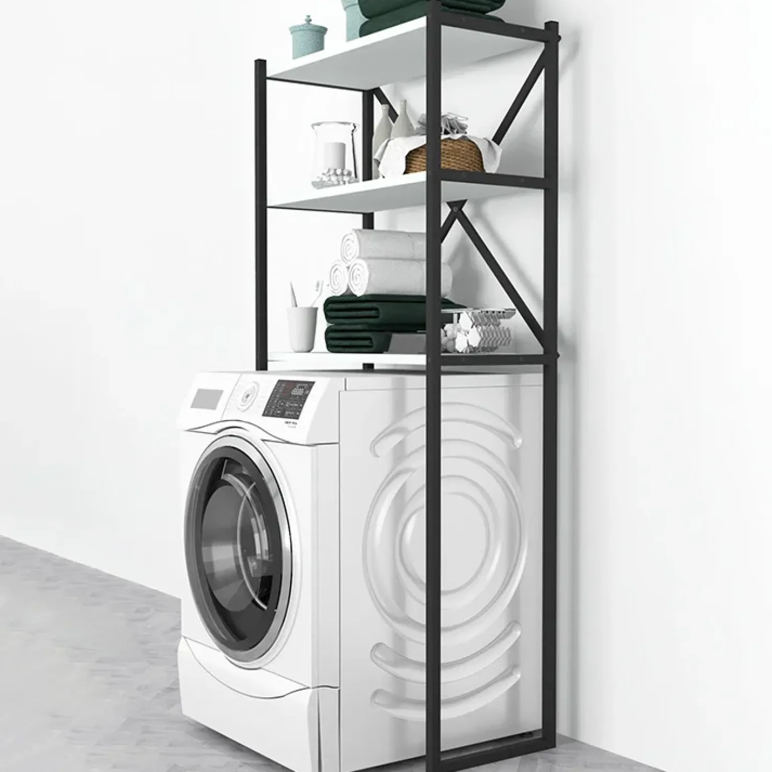 Mobile lavatrice 66x160h cm industrial metallo bianco Canarie