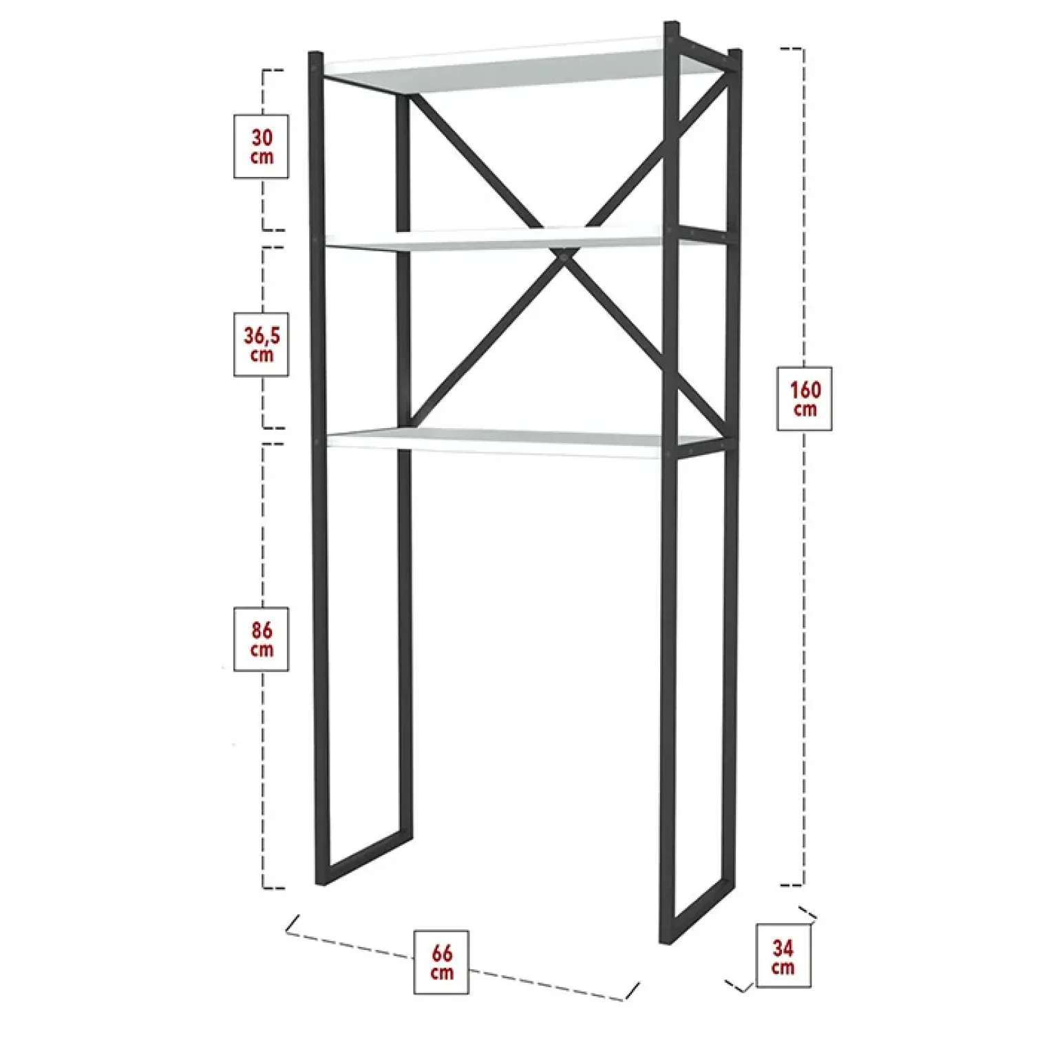 Mobile lavatrice 66x160h cm industrial metallo bianco Canarie