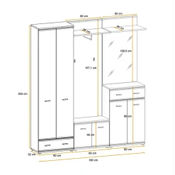 Mobile multiuso basso ingresso 60x96h cm rovere antracite San Francisco, New York, California Gihome®