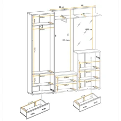 Mobile multiuso basso ingresso 60x96h cm rovere antracite San Francisco, New York, California Gihome®