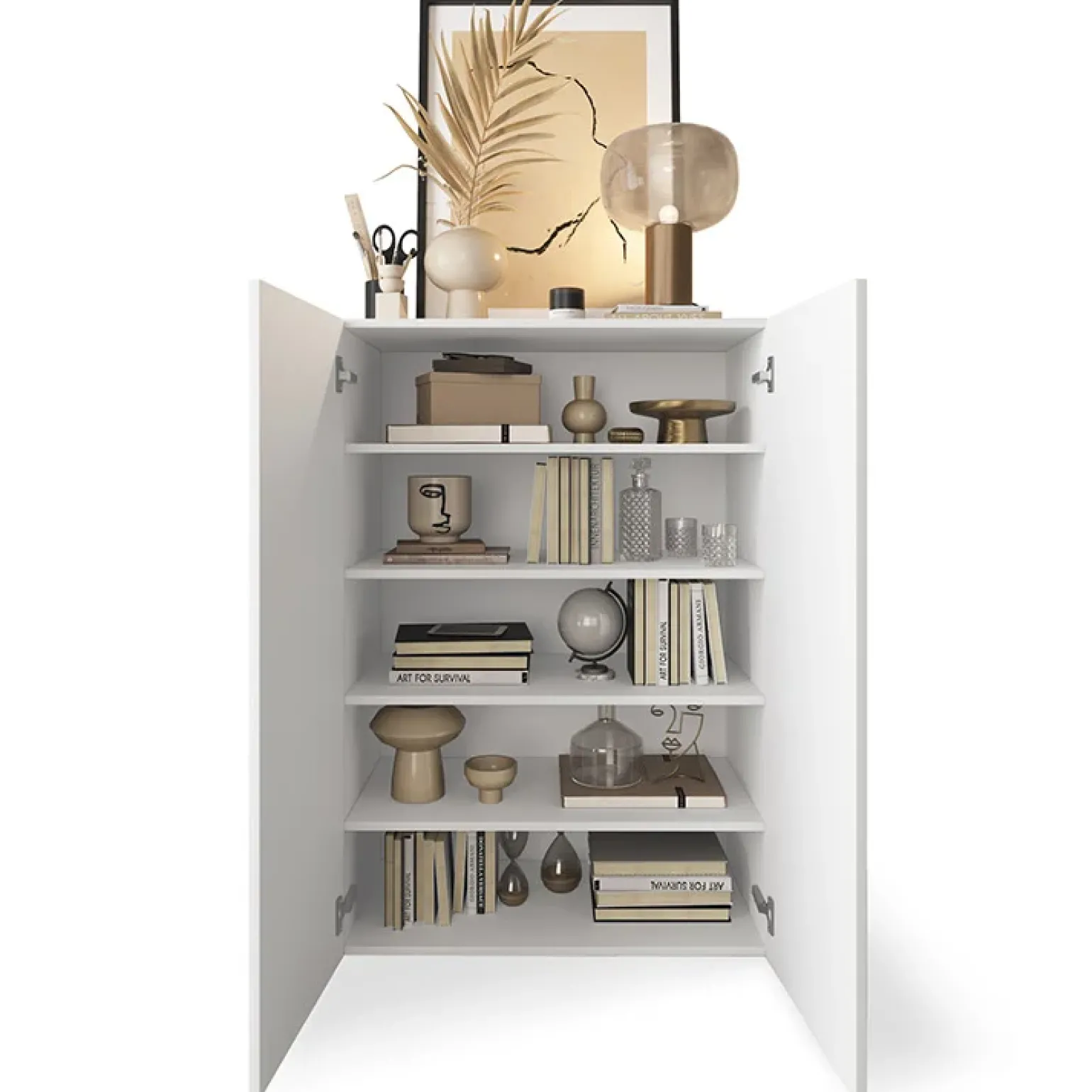 Mobile multiuso ingresso 78x116h cm scarpiera bianco lucido specchio Olimpo