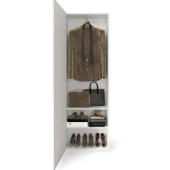 Mobile multiuso ingresso 60x187h cm appendiabiti bianco lucido specchio Olimpo