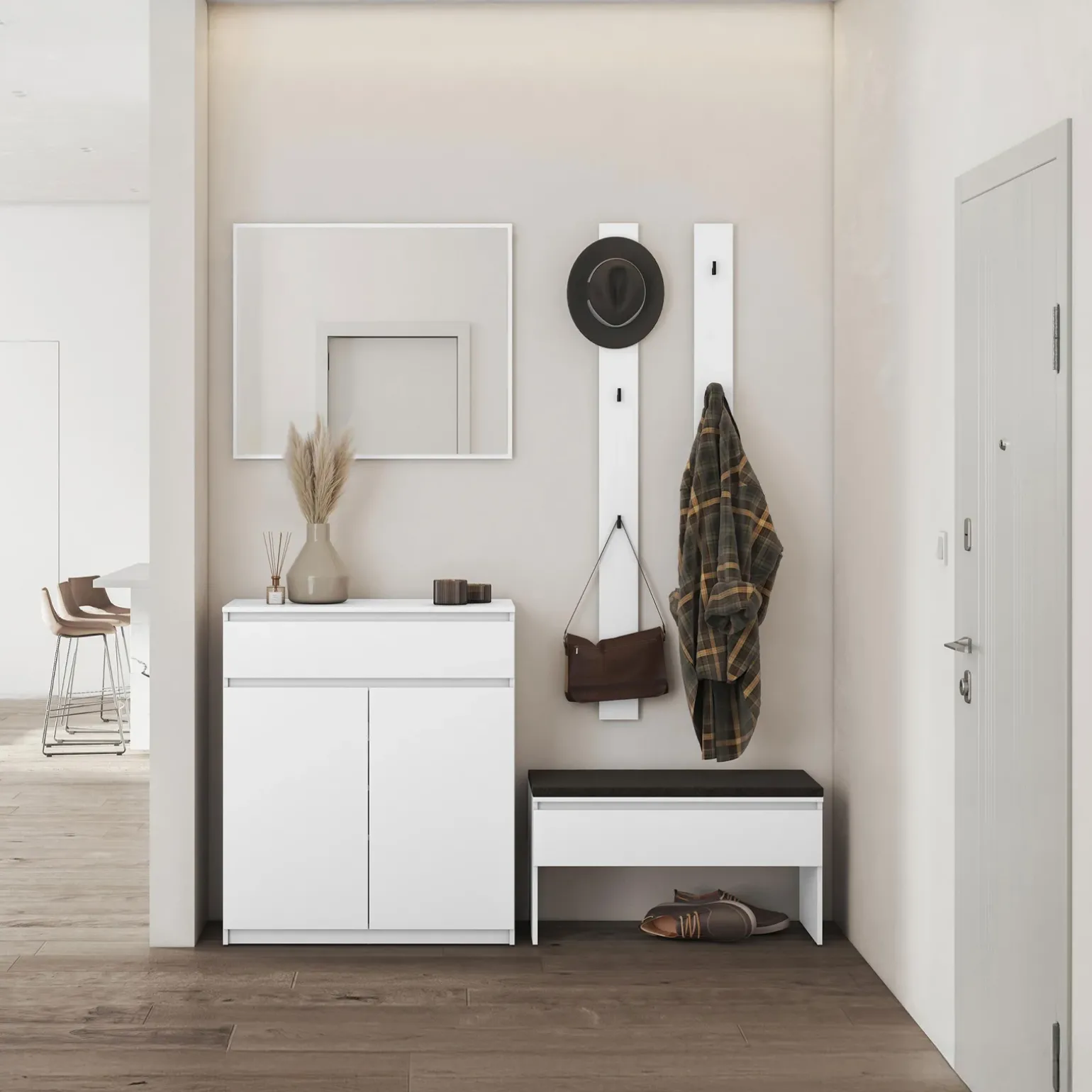 Mobile multiuso ingresso 92x107h cm con cassetto bianco Accent