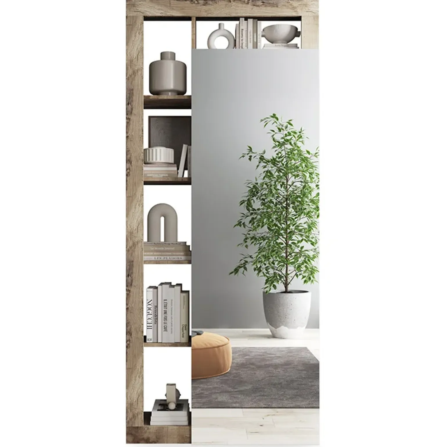 Mobile multiuso ingresso 91x209h cm appendiabiti con specchio bianco pero Invictus