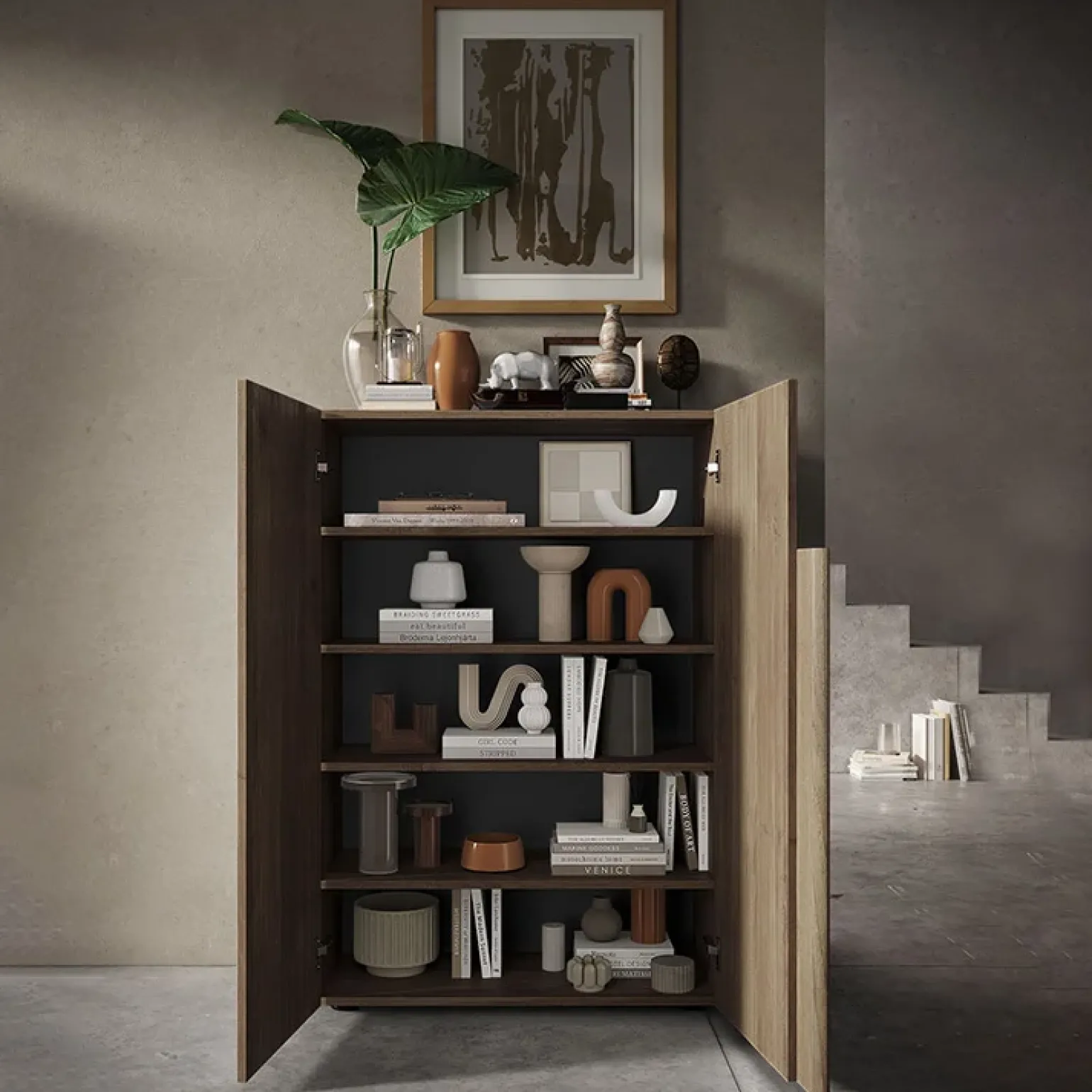 Mobile multiuso ingresso 78x116h cm scarpiera rovere scuro Alvarez